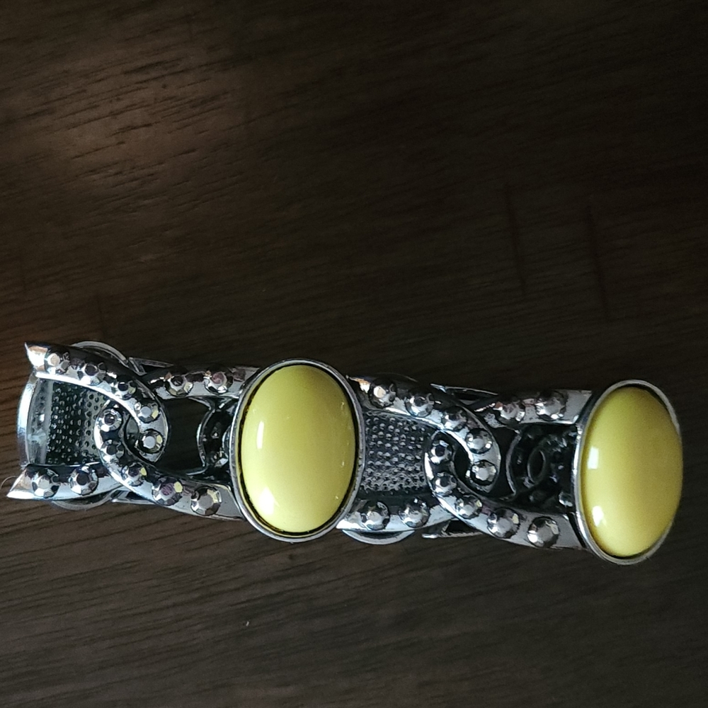 Paparazzi yellow silver elastic stretch bracelet